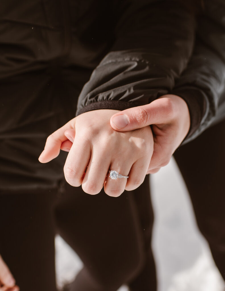 Couple embraces as she said yes to the proposal