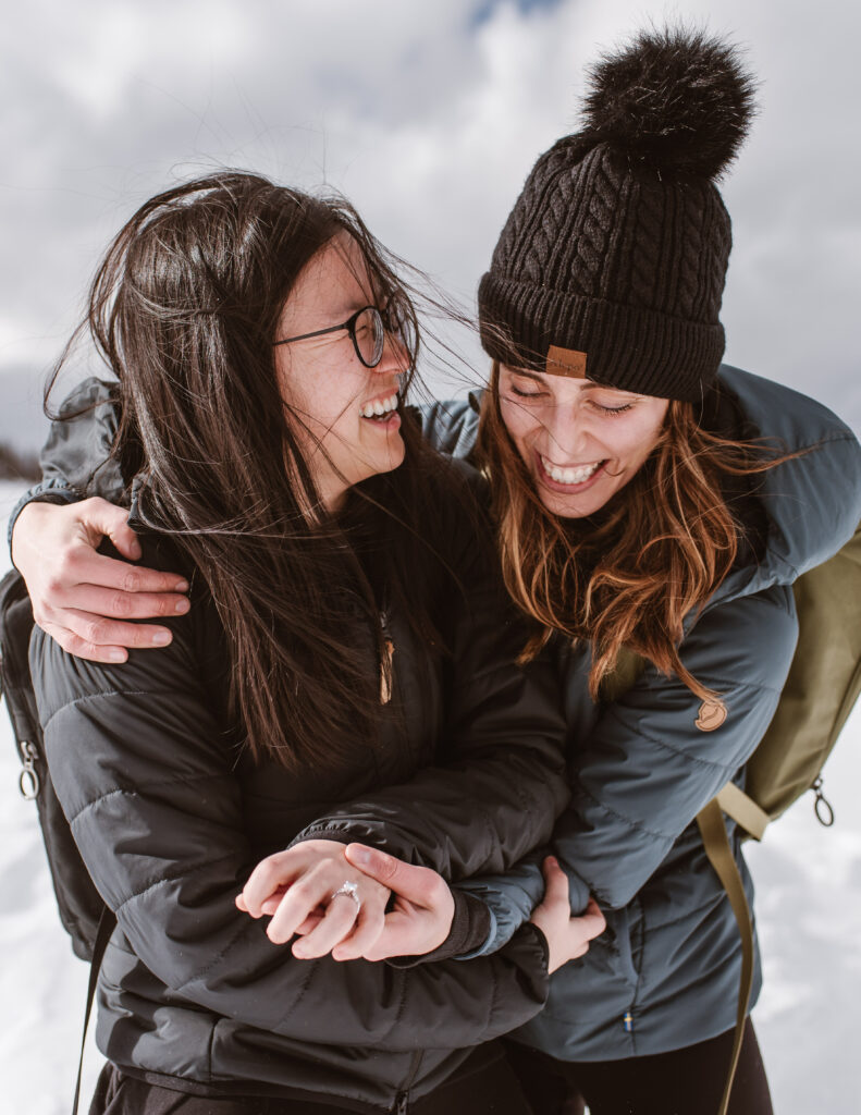 Couple embraces as she said yes to the proposal