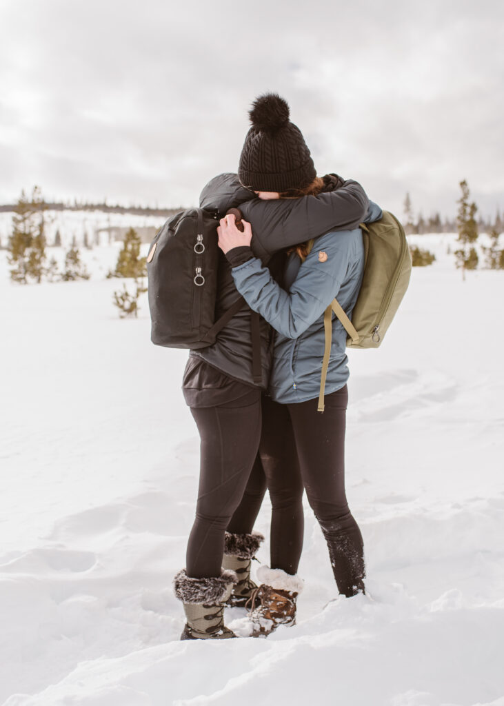 Couple embraces as she said yes to the proposal