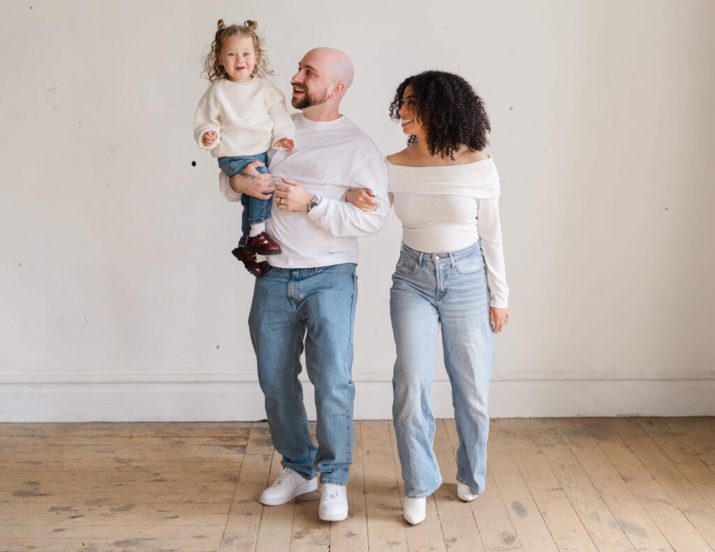 Family of 3 studio photos