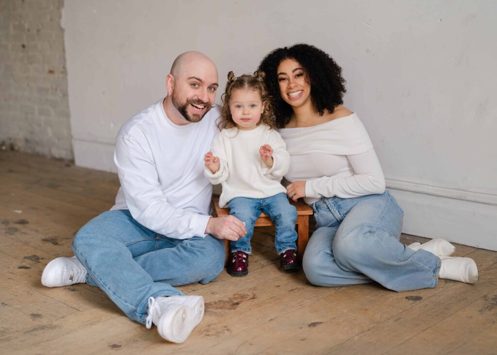 Family of 3 studio photos